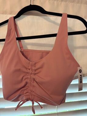 New with tags! PINK Victoria's Secret Ruched Front Crop Bra Top - Dusty Rose